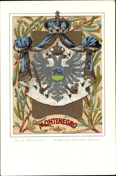 Herb lito Czarnogóry, część flagi państwowej, dwugłowy orzeł