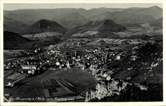 Postcard Hauenstein in the Palatinate, aerial photograph