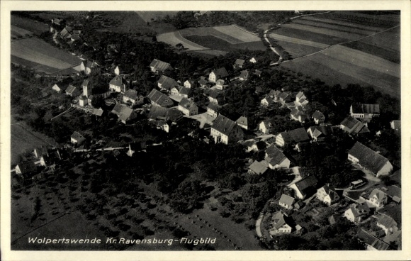 Postcard Wolpertswende in Württemberg, aerial photograph