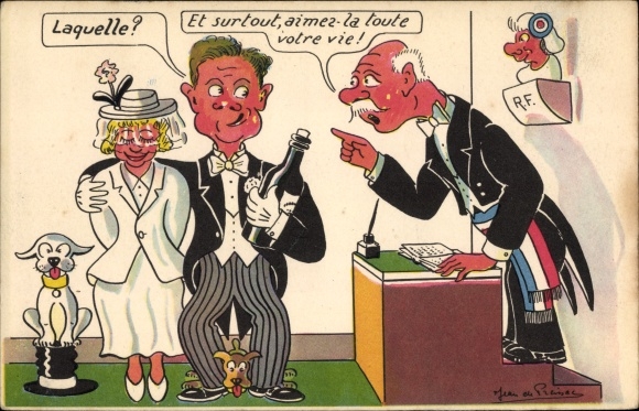 Artist Postcard Preissac, Which, and above all, love your whole life, Paar bei der Trauung, Hochzeit