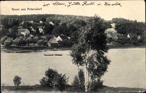 Ak Petersdorf Jacobsdorf Brandenburg, algemeen beeld, meer