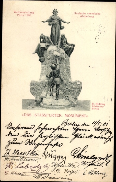 Ansichtkaart Parijs, Wereldtentoonstelling 1900, Stassfurt Monument