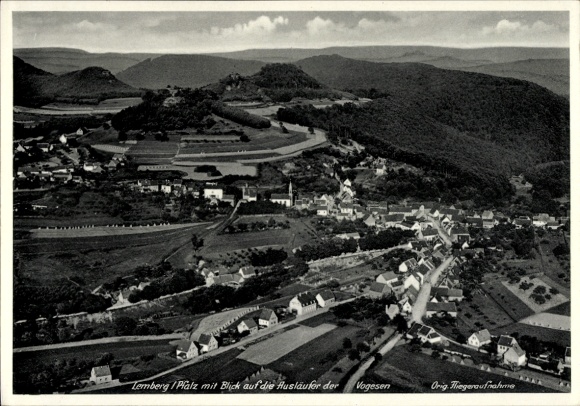Postcard Lemberg in the Palatinate, aerial photograph, foothills of the Vosges
