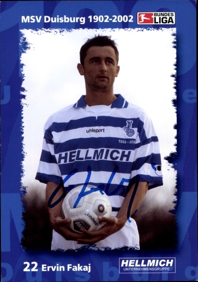 Autogrammkarte Fußballer Ervin Fakaj, MSV Duisburg, Autogramm