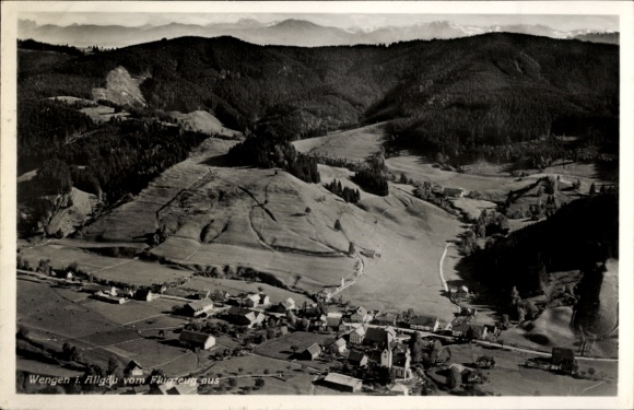 Postcard Wengen Weitnau Bavaria, aerial photograph