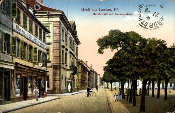 PC Landau in der Pfalz in Rhineland Palatinate, view of Marktstrasse with the commandant's office