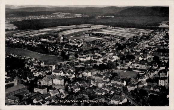 Postcard Sankt Ingbert in Saarland, aerial photograph