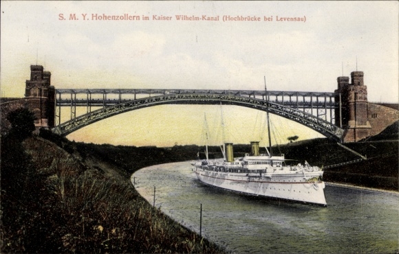 Postcard Levensau Neuwittenbek in Schleswig-Holstein, SMY Hohenzollern, Kaiser Wilhelm Canal