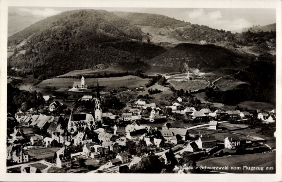 Postcard Schönau im Schwarzwald, aerial photograph