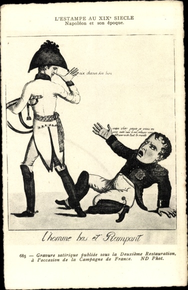 Artist Postcard Satirical engraving published under the Second Restoration, Napoleon, Karikatur