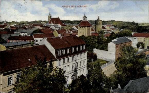 Postcard Bernau near Berlin, partial view of the town, church, tower