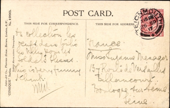 Artist Postcard McGill, Donald, priest in the church, collecting eggs for wounded soldiers