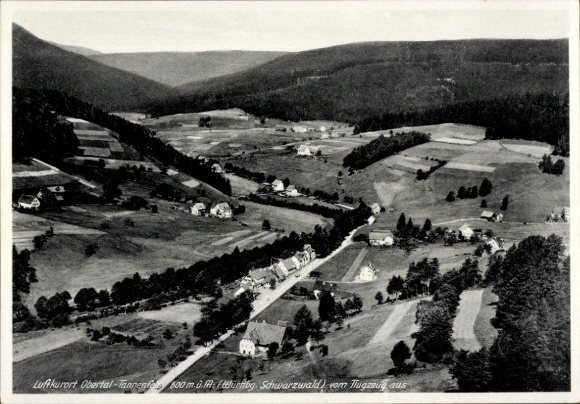 Postcard Obertal Baiersbronn in the Black Forest, aerial photograph, Tannenfels