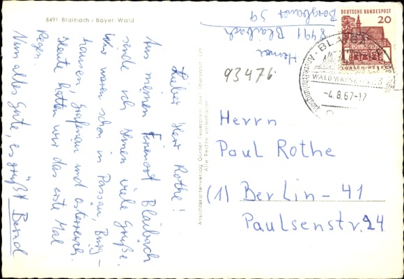 Postcard Blaibach in the Bavarian Forest Upper Palatinate, general view