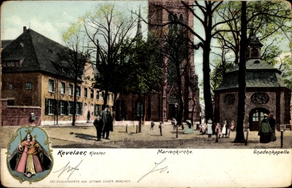 Postcard Kevelaer on the Lower Rhine, monastery, Marienkirche, Gnadenkapelle