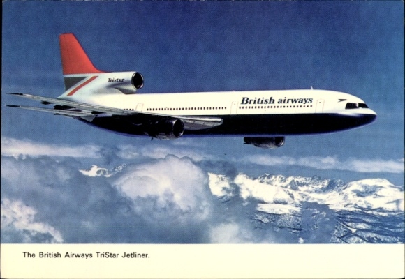 Postcard British passenger aircraft of British Airways, Lockheed TriStar Jetliner