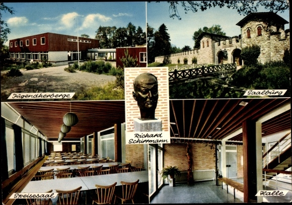 Ak Grävenwiesbach im Taunus, jeugdherberg, eetzaal, hal, Saalburg, R. Schirrmann