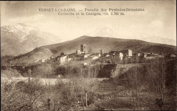 Postcard Vernet les Bains Pyrénées Orientales, Corneilla and Canigou