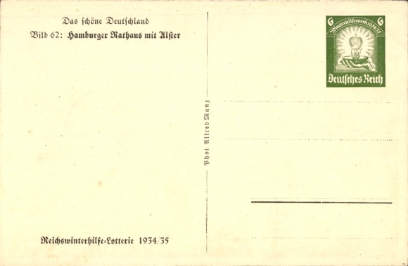 Postal stationery Postcard Hamburg Mitte Altstadt, Town Hall with Alster, Image 62