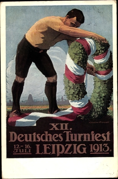 Artist PC Krasselt, G., Leipzig, XII. German Gymnastics Festival 1913, festive wreath