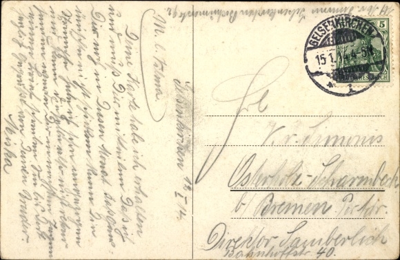 Postcard Gelsenkirchen in the Ruhr area, Rheinelbe colliery, shafts I. and II.