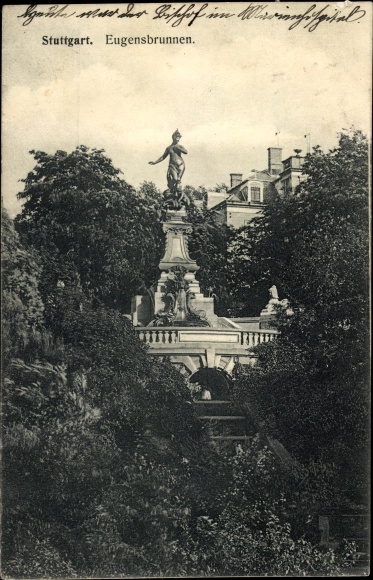 Postcard Stuttgart, Eugensbrunnen