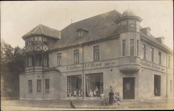 foto Ak Pahlhude Pahlen in Holstein Dithmarschen, warenhuis JJ Mumm
