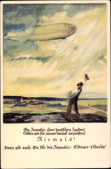 Artist PC Amtsberg, Otto, Zeppelin Eckener Donation, A Zeppelin over German lands