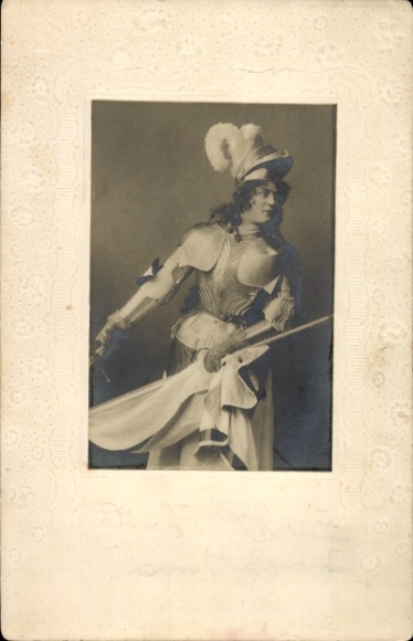 Embossed Passepartout Postcard Joan of Arc, portrait