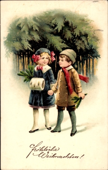 Postcard Merry Christmas, children