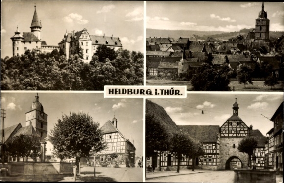 Postcard Bad Colberg Heldburg in Thuringia, church and gate