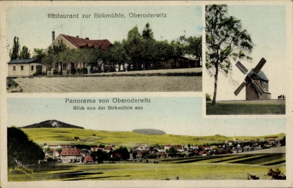 Ak Oberoderwitz Oderwitz, Restaurant zur Birkmühle, Panorama, Blick von der Birkmühle aus