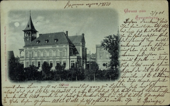 maanlicht Ansichtkaart Spremberg in Lausitz, Post