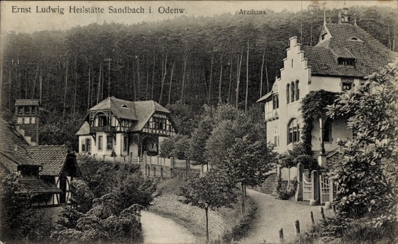 Postcard Sandbach Breuberg in the Odenwald Hesse, Ernst-Ludwig-Heilstätte, doctor's house