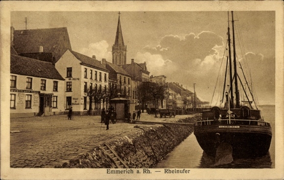 Postcard Hoch Elten Emmerich am Rhein, Rhine bank, city view, boats, s picture