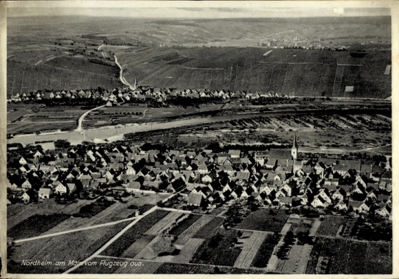 Postcard Nordheim am Main Lower Franconia, aerial photograph