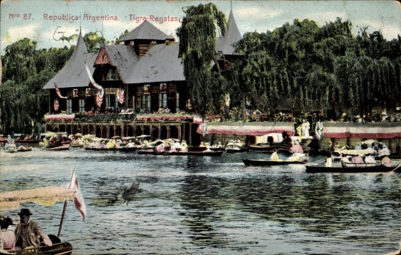 Postcard Tigre Argentina, Regatas