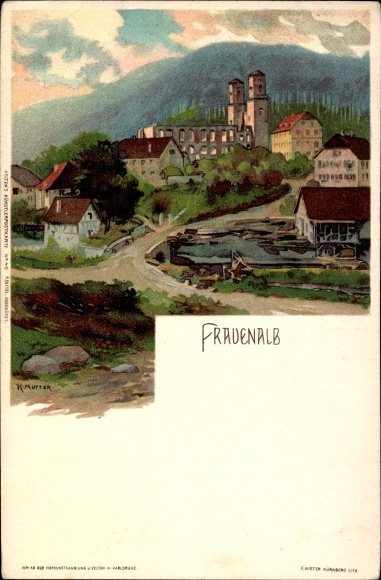 Artist Chromo-Litho mother, K., Marxzell in Baden Württemberg, Frauenalb