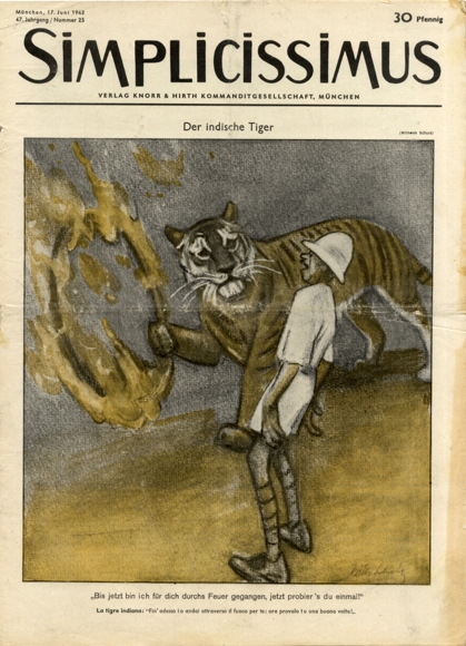 Simplicissimus Heft 25 Juni 1942 Karikatur Der indische Tiger W. Schulz Verlag Hirth