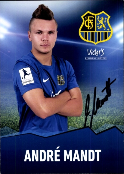 Autograph card footballer André Mandt, 1. FC Saarbrücken, autograph