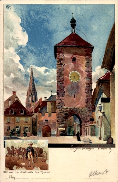 Künstler Litho Kley, H., Freiburg im Breisgau, Schwabentor, Turm