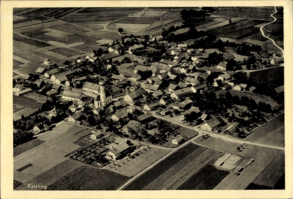 Postcard Raisting Upper Bavaria, aerial photograph