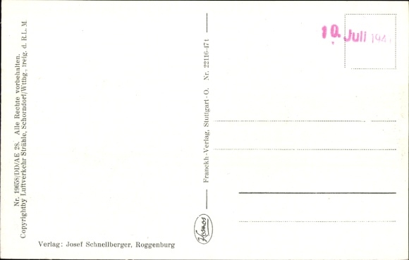 Postcard Roggenburg Swabia Bavaria, aerial photograph