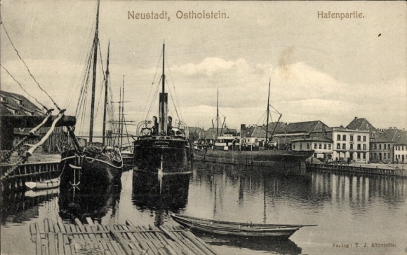 Postcard Neustadt in Holstein, harbor section