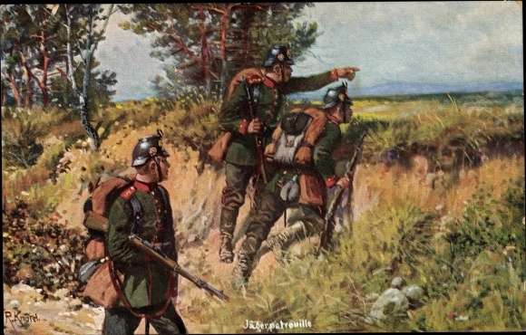 Artist PC Knötel, R., Jägerpatrouille, German soldiers
