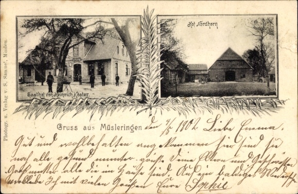 Postcard Müsleringen Stolzenau an der Weser, Hof Nordhorn, Gasthof