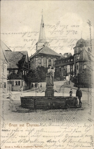Postcard Thurnau in the Franconian Switzerland Bavaria, fountain