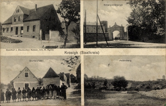 Ak Krosigk Petersberg im Saalekreis, Gasthof z. Deutschen Kaiser, Inh. H. Kyritz, Rittergut