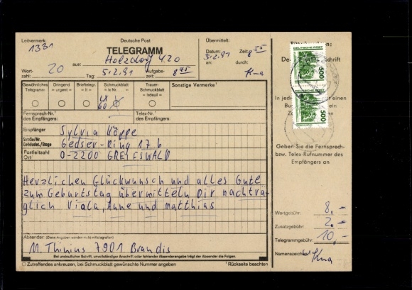 Michel nr 3352 (2) w Telegramie