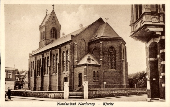 Postcard North Sea resort Norderney East Frisia, Church